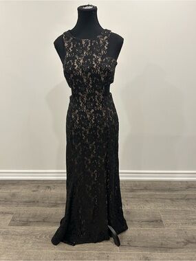 Laura Black Lace Cutout Evening Dress